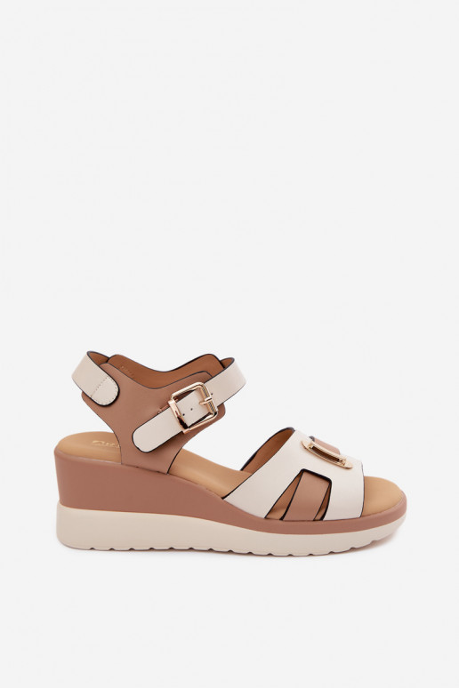 Sandfarbene Damen Sandalen mit Plattform und Riemen Artiker 58C0314