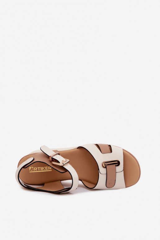 Sandfarbene Damen Sandalen mit Plattform und Riemen Artiker 58C0314