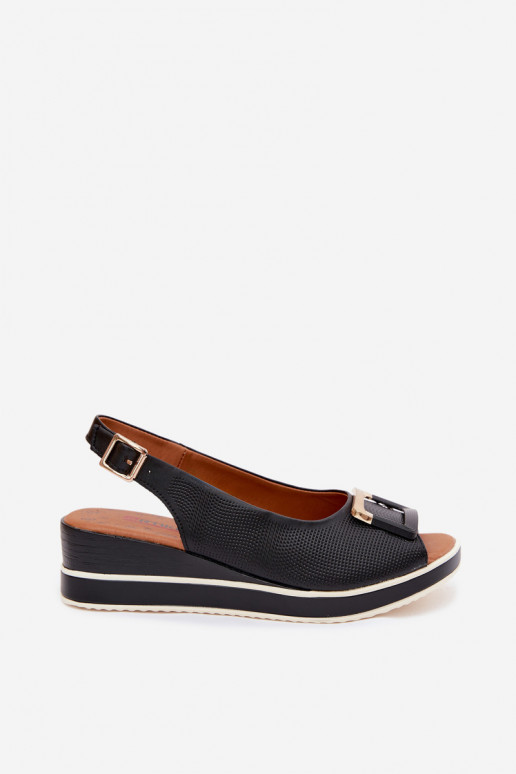 Damensandalen Feminin mit einer Plattform mit Schnallen Artiker 58C0086 schZuarze Farbe