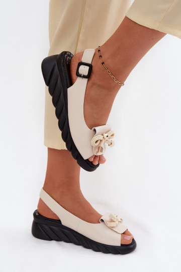 Damensandalen Feminin mit einer Plattform mit Ornamenten Artiker 58C0054 Beige