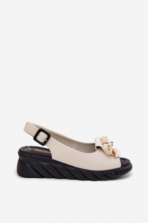 Sandfarbene Damen Sandalen mit Plattform und Ornamenten Artiker 58C0054