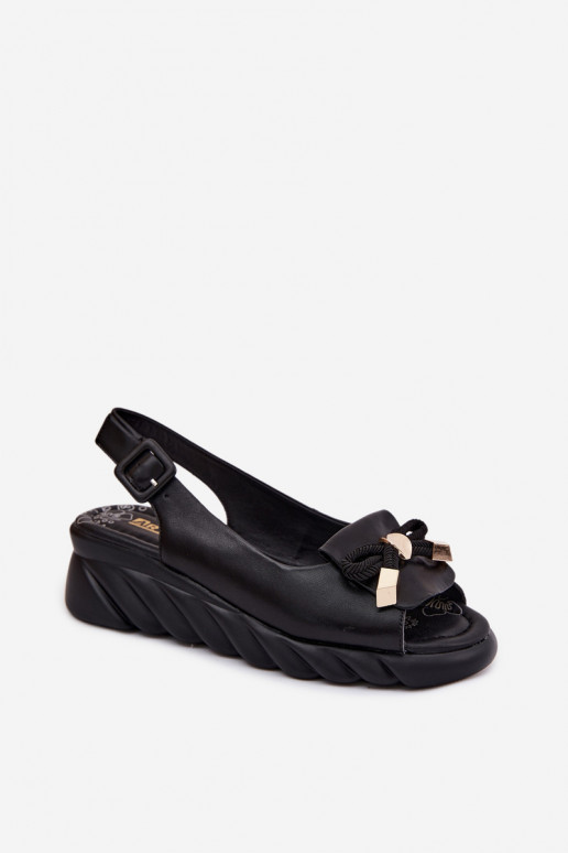 Schwarze Damen Sandalen mit Plattform und Ornamenten Artiker 58C0055
