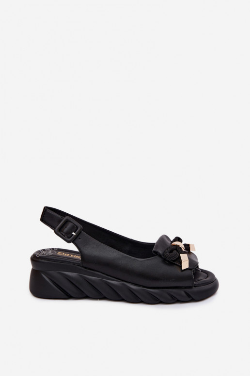 Schwarze Damen Sandalen mit Plattform und Ornamenten Artiker 58C0055