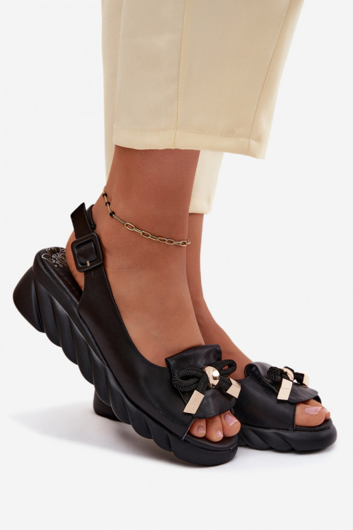 Schwarze Damen Sandalen mit Plattform und Ornamenten Artiker 58C0055