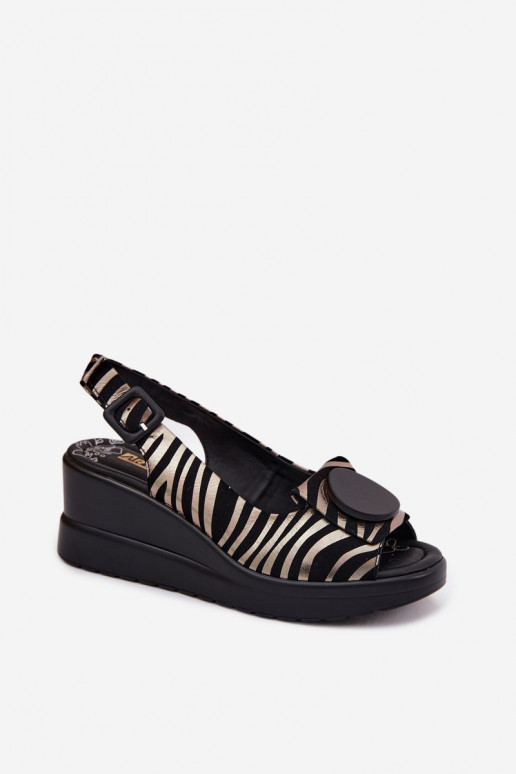 Leder-Plateausandalen mit Ornamenten Artiker 58C0295 schwarz und gold