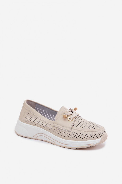Slipper mit Ausschnitten aus natürlichem Leder Artiker 58C0478 sandfarben