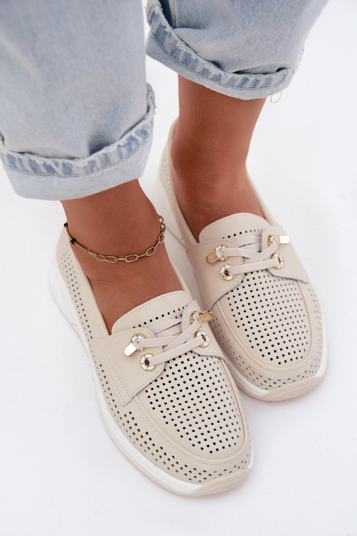 Slipper mit Ausschnitten aus natürlichem Leder Artiker 58C0478 sandfarben