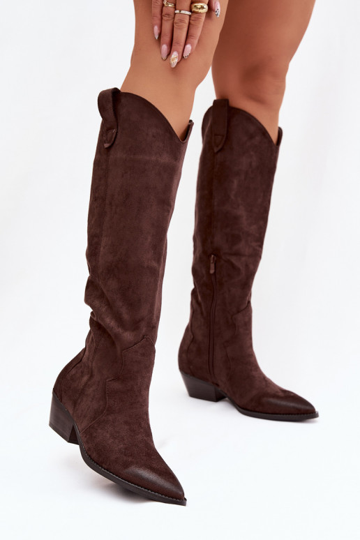 aus Öko-INildlederoZue Stiefel CoZuboy-Stil Feminin mit Absätzen CzekoladoZue Jenaya