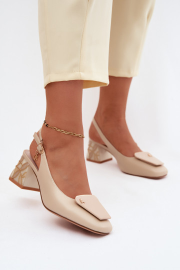 Haut Schuhe mit Absätzen mit Ornamenten Artiker 58C0672 Beige 2