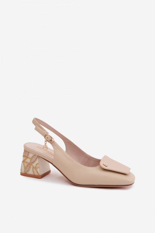 Leder Schuhe mit Absätzen und Ornamenten Artiker 58C0672 sandfarben