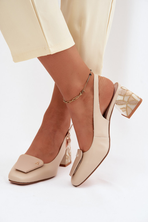 Haut Schuhe mit Absätzen mit Ornamenten Artiker 58C0672 Beige