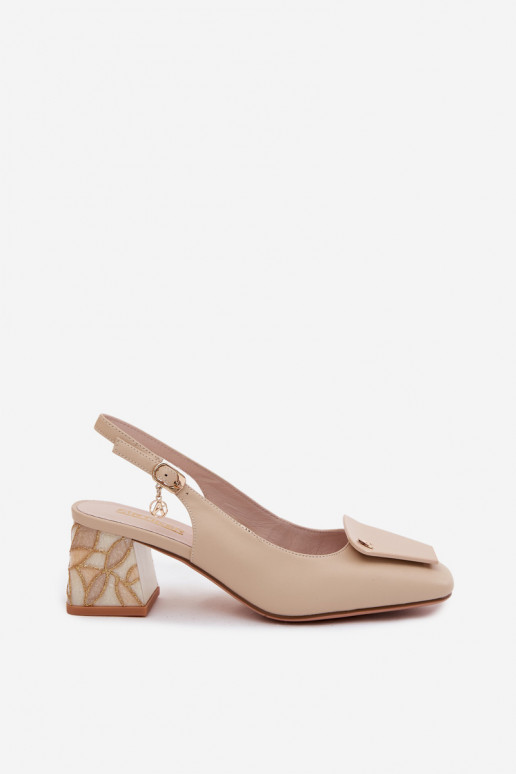 Leder Schuhe mit Absätzen und Ornamenten Artiker 58C0672 sandfarben