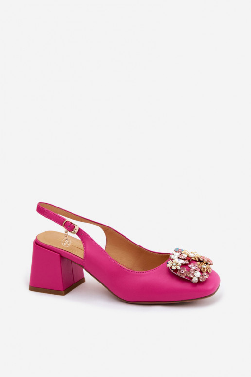 Haut Schuhe mit Absätzen mit Kristallverzierung i mit floralen Motiven Artiker 58C0662 pinke Farbe