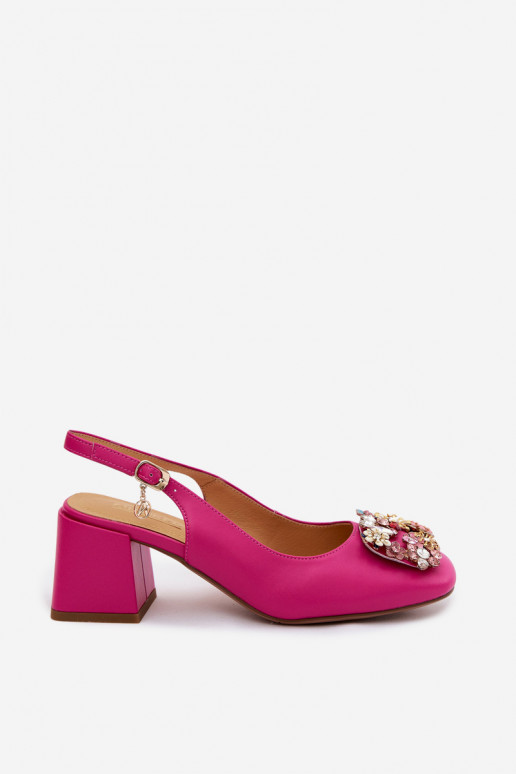 Haut Schuhe mit Absätzen mit Kristallverzierung i mit floralen Motiven Artiker 58C0662 pinke Farbe