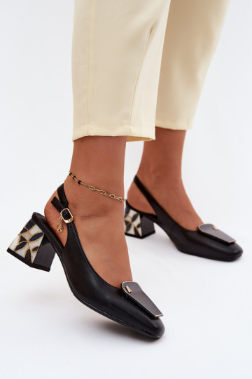 Haut Schuhe mit Absätzen mit Ornamenten Artiker 58C0674 schZuarze Farbe 2