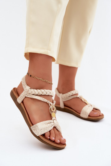 Flache Sandalen für Damen Artiker 58C0628 goldene Farbe 2