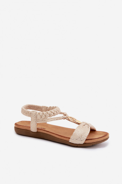 Flache Sandalen für Damen Artiker 58C0628 goldene Farbe