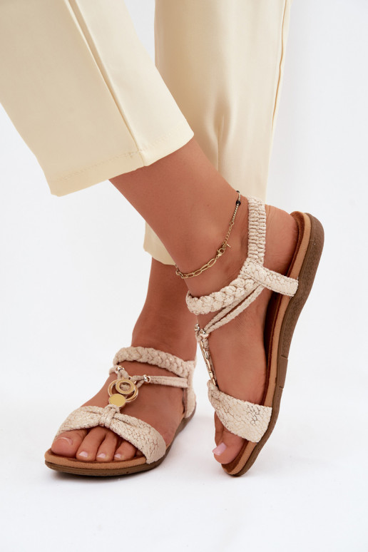 Flache Sandalen für Damen Artiker 58C0628 goldene Farbe