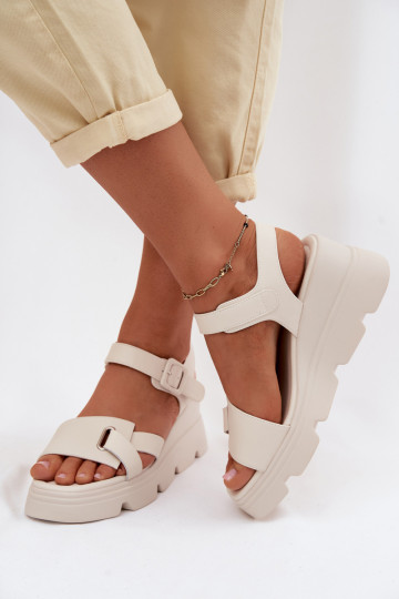 Damensandalen Feminin mit einer Plattform Artiker 54C1624 elfenbeinfarbe