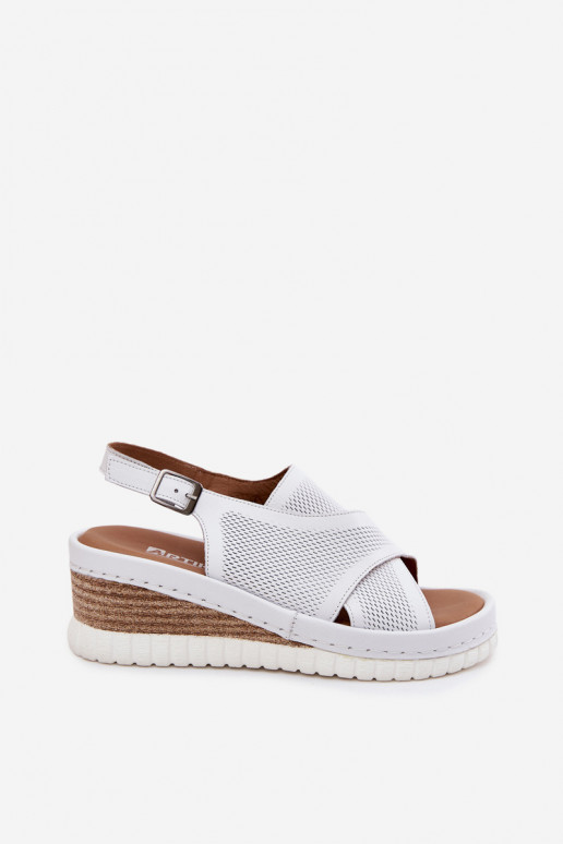 Plattformsandalen aus natürlichem Leder Artiker 58C3145 weiß