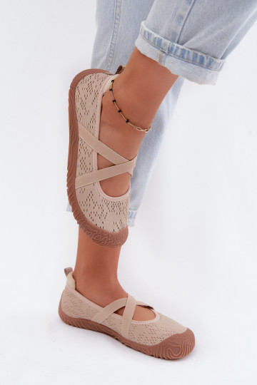 Sportlicher Stil BallerinasElastycznymi Paskami Artiker 58C1903 Beige