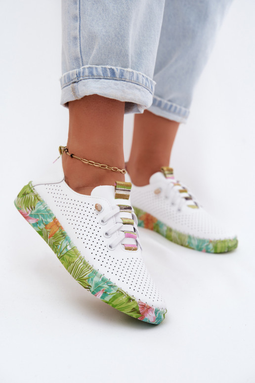 Haut Schuhe Feminin Ermöglicht Gemustertj Platformie Artiker 58C0441 INeiß-grüne Farbe