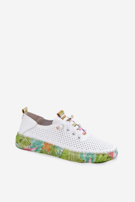 Haut Schuhe Feminin Ermöglicht Gemustertj Platformie Artiker 58C0441 INeiß-grüne Farbe