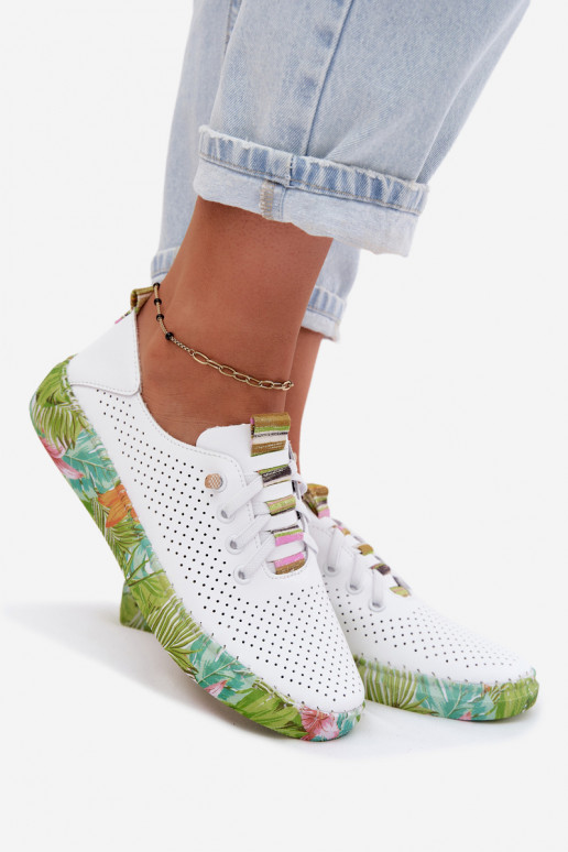 Haut Schuhe Feminin Ermöglicht Gemustertj Platformie Artiker 58C0441 INeiß-grüne Farbe