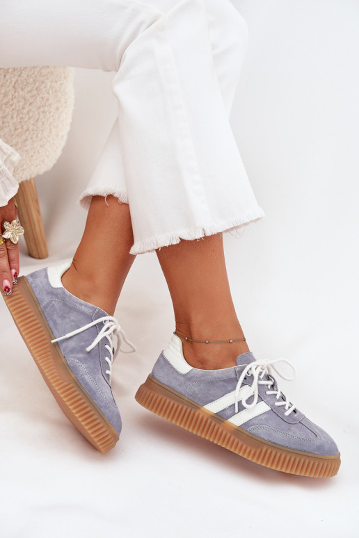 aus INildleder Sneakers Stilvollllschuhe Feminin mit einer Plattform blaue Farbe Es mussrisae