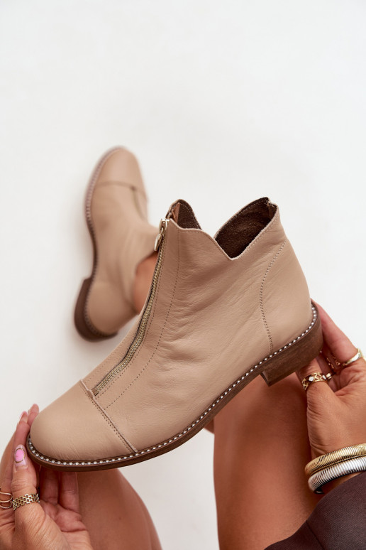 Haut Stiefel mit Reißverschlüssen Zazoo 2785/079 Beige