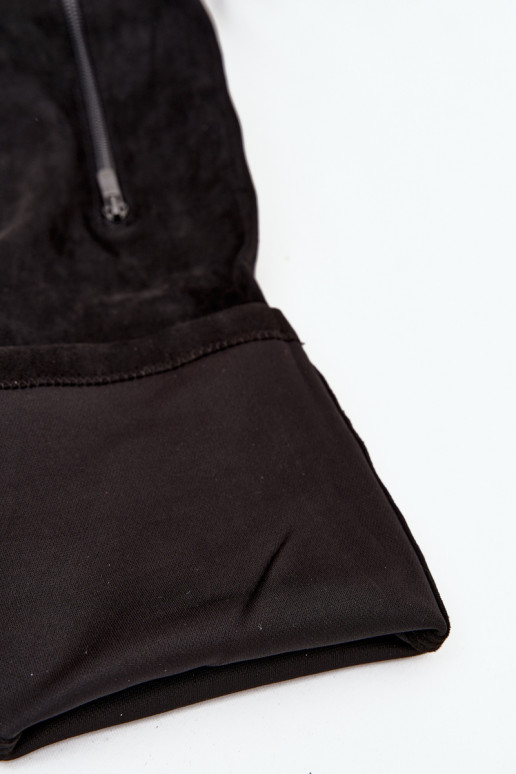 Schwarze lange Stiefel aus Kunstveloursleder mit Absätzen Amareen