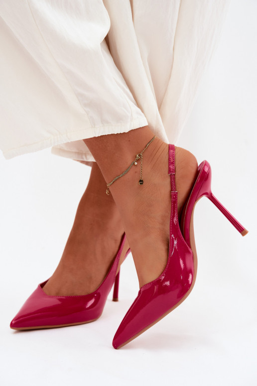 Rosa lackierte High-Heels-Sandalen aus Kunstleder Calera