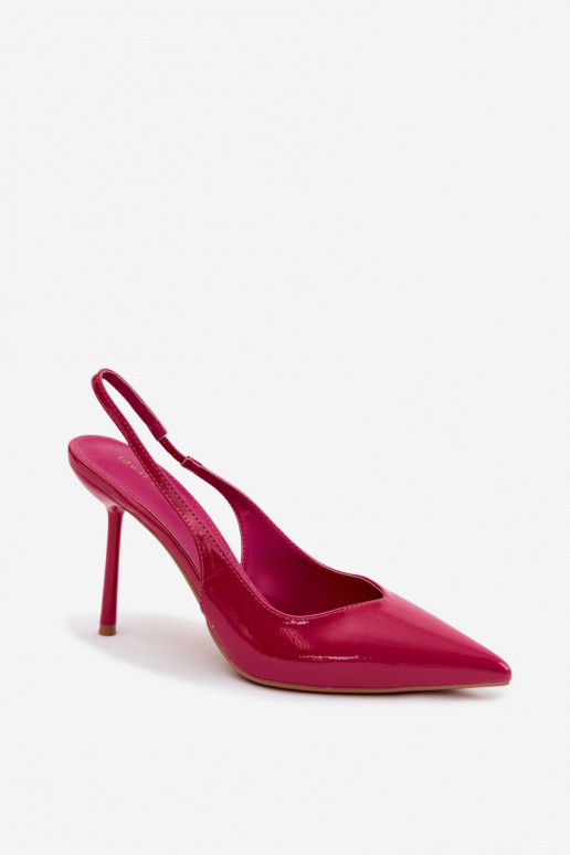 Rosa lackierte High-Heels-Sandalen aus Kunstleder Calera