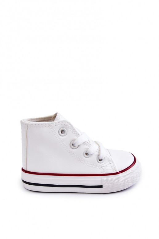 Kinder weiße Leder High-Top-Sneaker Tai turirney