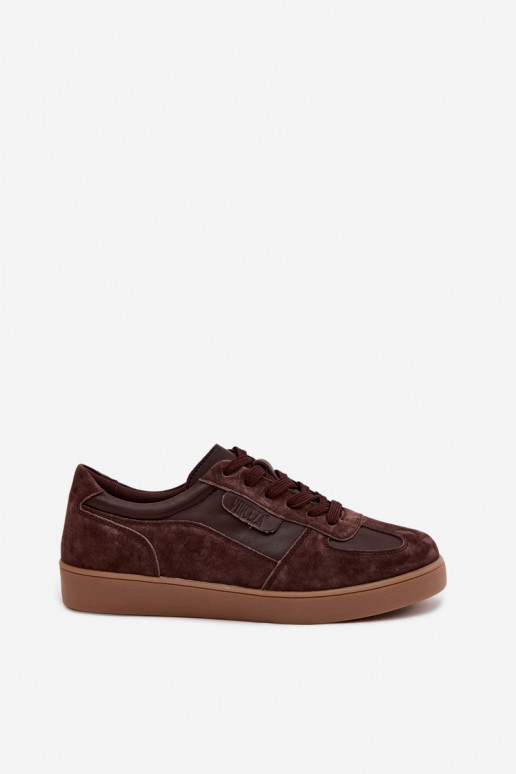 Wildleder Sneakers Damen Schuhe Vinceza 7933 in Schokoladenfarbe