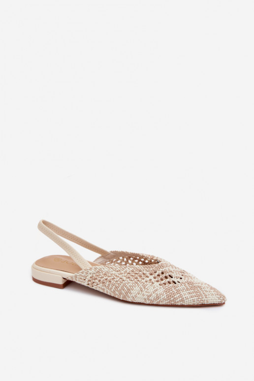 Damen Sandalen in Sandfarbe mit breiten Absätzen Lelrene
