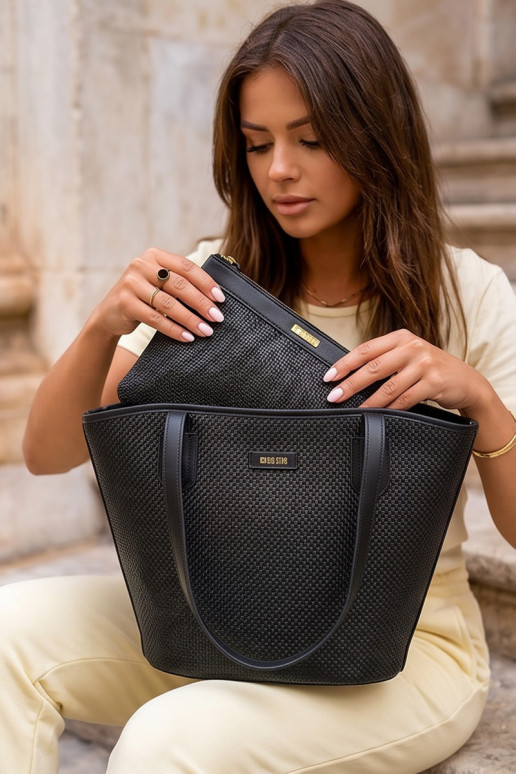 Handtasche/Tasche mit Kosmetiktäschchen Big Star RR574071 schwarz