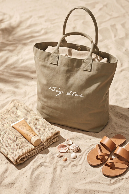 Stoffhandtasche/Shopping-Tasche Big Star RR574235 dunkel-sandfarben