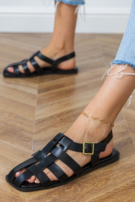 Schwarze geschlossene Gladiatorensandalen Neferta