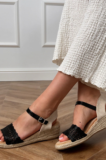 Schwarze Plattformsandalen mit geflochtenem Riemen Ameliz 2