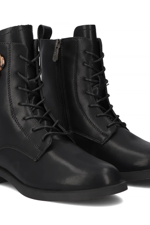 Schwarze Stiefeletten aus natürlichem Leder, verziert mit Pantherdruck Ricka