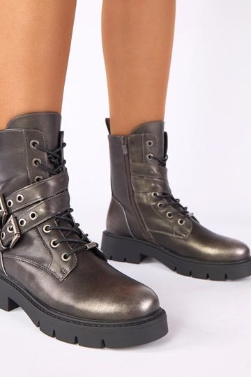 Metallic Stiefeletten auf Plattform mit dekorativen Schnallen Ruthy 2