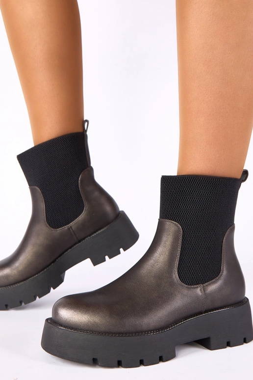 Metallische Stiefeletten auf Plattform mit elastischem Schaft Berniece
