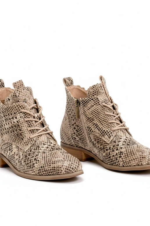 Sandfarbene durchbrochene Stiefeletten Potocki