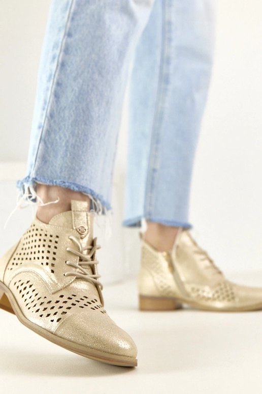 Goldene durchbrochene Stiefeletten Potocki