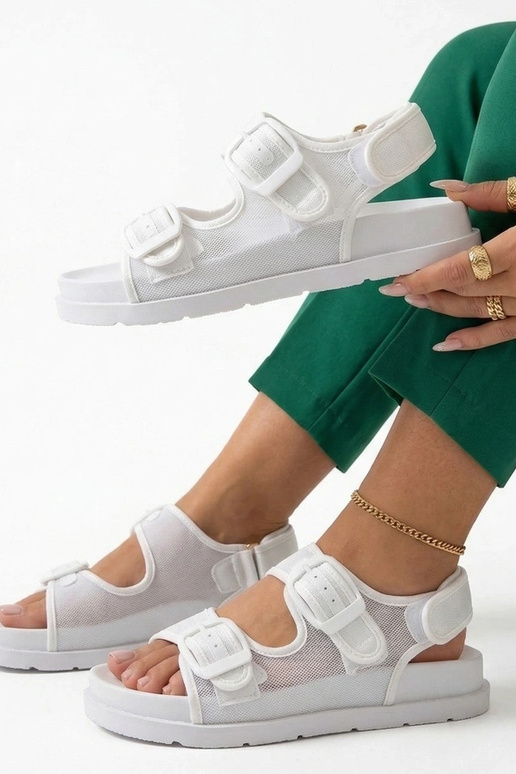 Weiße Sandalen mit verstellbaren Riemen Mila