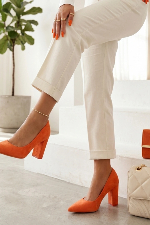 Orange Kunstveloursleder Sandalen auf Absatz Alyssa