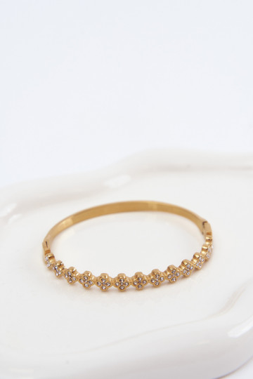 Goldene Damenarmband mit funkelnden Steinen 2