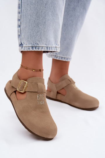 Damen-Sandalen aus natürlichem Wildleder Big Star TT274542 beige