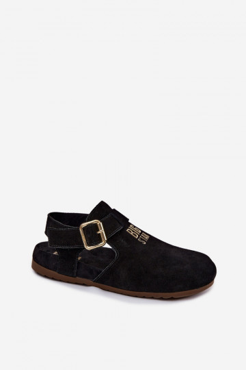 Damen-Sandalen aus natürlichem Wildleder Big Star TT274544 schwarz 2